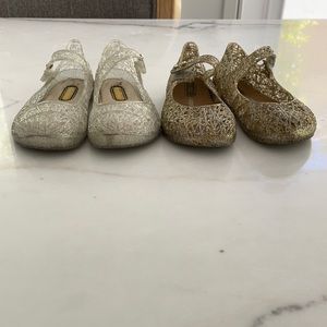 2 pairs of Mini Melissa Jellies Gold and Silver